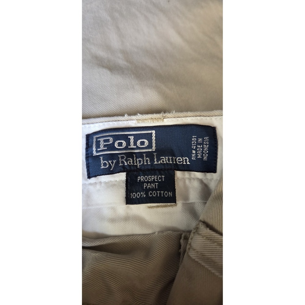 Polo Ralph Lauren Tan Prospect Pant 38x29 Flat Front Chino 100%‎ Cotton Khaki - Picture 4 of 4